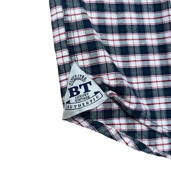 Boston Traders White and Red Plaid Button Down Long Sleeve Dress Shirt Small - Picture 3 of 7